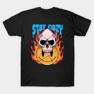 STAY COZY, Skulls Fiery Bite on Smile T-Shirt